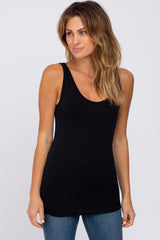 Black Seamless Maternity Fitted Tank Top