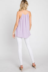 Lavender Textured Front Tie Tank Top