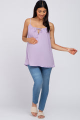 Lavender Textured Front Tie Maternity Tank Top