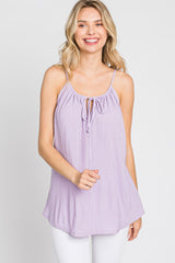 Lavender Textured Front Tie Tank Top