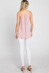 Pink Textured Front Tie Tank Top