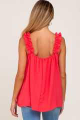 Coral Square Neck Ruffle Strap Maternity Top