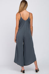 Charcoal V-Neck Wide Leg Maternity Jumpsuit