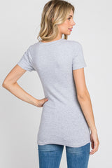 Heather Grey V-Neck Short Sleeve Top