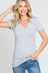 Heather Grey V-Neck Short Sleeve Top