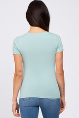 Mint Green V-Neck Short Sleeve Top