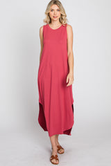 Salmon Sleeveless Round Hem Maxi Dress