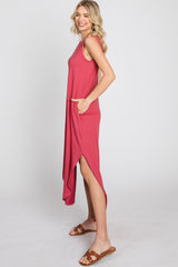 Salmon Sleeveless Round Hem Maxi Dress