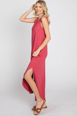 Salmon Sleeveless Round Hem Maxi Dress