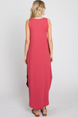 Salmon Sleeveless Round Hem Maxi Dress