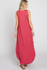 Salmon Sleeveless Round Hem Maxi Dress