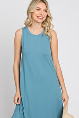 Teal Sleeveless Round Hem Maxi Dress