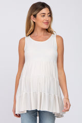 Cream Tiered Sleeveless Maternity Top