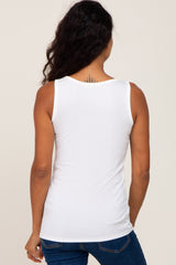 Ivory Sleeveless Ribbed Button Front Top