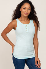 Mint Sleeveless Ribbed Button Front Maternity Top