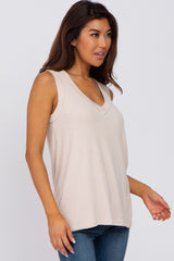 Cream Ribbed Tank Top