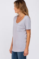 Grey Heathered Pocket Front Top