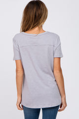 Grey Heathered Pocket Front Top