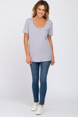 Grey Heathered Pocket Front Top