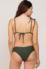 Olive Shoulder Tie Bikini Maternity Set