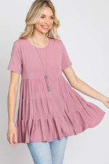 Mauve Tiered Short Sleeve Top