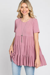 Mauve Tiered Short Sleeve Top