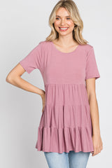 Mauve Tiered Short Sleeve Top