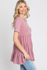 Mauve Tiered Short Sleeve Top