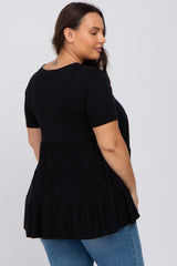 Black Tiered Plus Short Sleeve Top