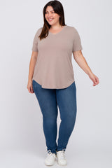 Taupe Tiered Plus Short Sleeve Top