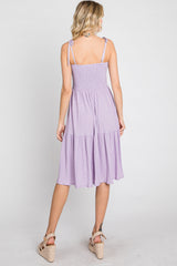 Lavender Smocked Shoulder Tie Dress