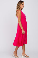 Fuchsia Tiered Sleeveless Midi Dress