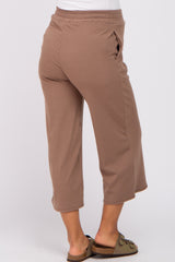 Taupe Ribbed Cropped Wide Leg Maternity Pants