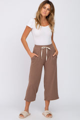 Taupe Ribbed Cropped Wide Leg Maternity Pants