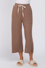 Taupe Ribbed Cropped Wide Leg Pants