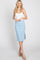 Light Blue Ribbed Side Slit Skirt