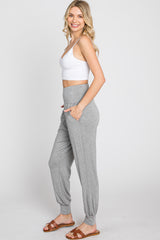 Heather Grey Foldover Joggers