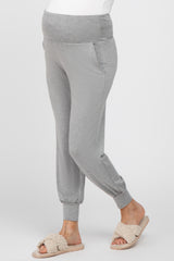 Heather Grey Foldover Maternity Joggers