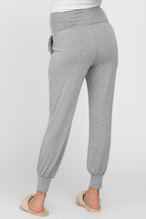 Heather Grey Foldover Maternity Joggers