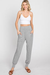 Heather Grey Foldover Maternity Joggers