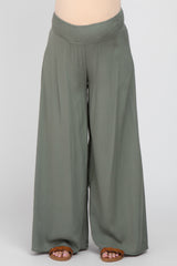 Olive Smocked Waist Wide Leg Maternity Pants