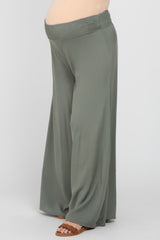 Olive Smocked Waist Wide Leg Maternity Pants