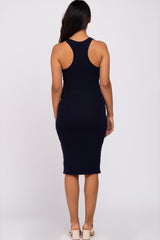 Navy Sleeveless Racerback Maternity Dress