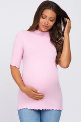 Pink Lettuce Hem Fitted Maternity Top