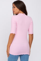 Pink Lettuce Hem Fitted Maternity Top