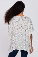 Cream Floral V-Neck Dolman Sleeve Top