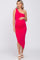 Fuchsia One Shoulder Ruched Asymmetrical Hem Maternity Dress