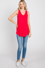 Red V-Neck Tank Top