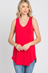 Red V-Neck Tank Top