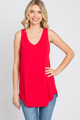 Red V-Neck Tank Top